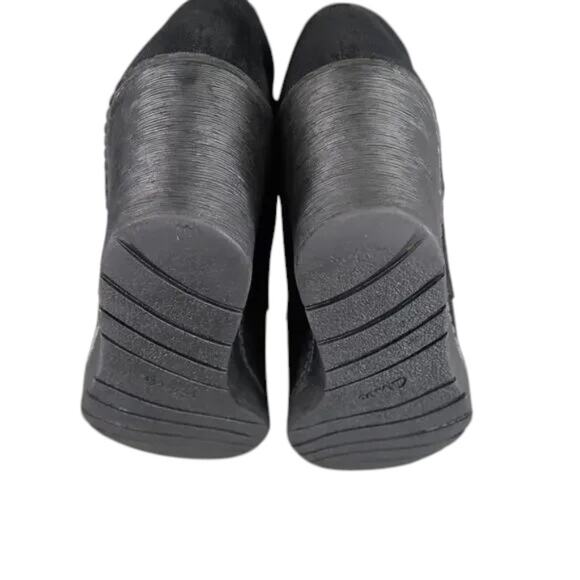 Clarks Shoes Women 7.5 Bootie Wedge Fashion Comfort Leather Classic Chukka Black - Picture 8 of 12